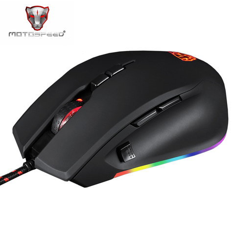 Motospeed V80 RGB profesional 5000 DPI juego Gamer ratón USB computadora Wried los ratones ópticos retroiluminada respirar LED para PC portátil ► Foto 1/6