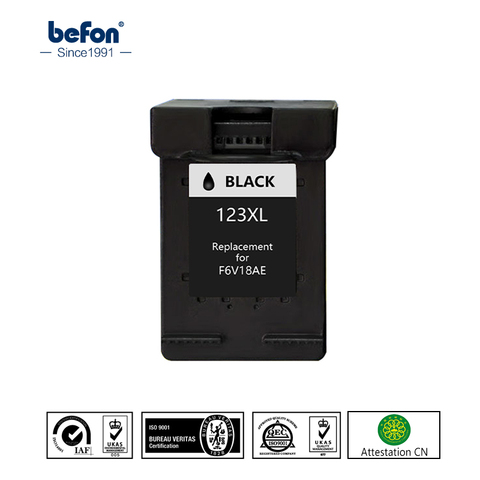 Befon Compatible 123XL negro reemplazo de cartucho de tinta para HP 123 XL para Deskjet serie 1110, 2130, 2132, 2133, 2134, 3630, 3632, 3637, 4513 ► Foto 1/2