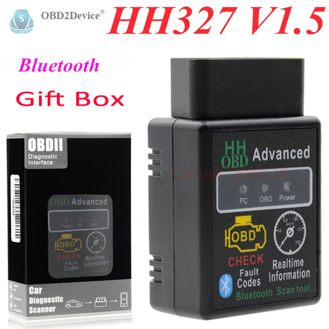 Venta caliente Mini ELM327 V1.5 Bluetooth HH OBD avanzada OBDII OBD2 ELM 327 Auto escáner de diagnóstico de coche lector de código de herramienta de escaneo ► Foto 1/6