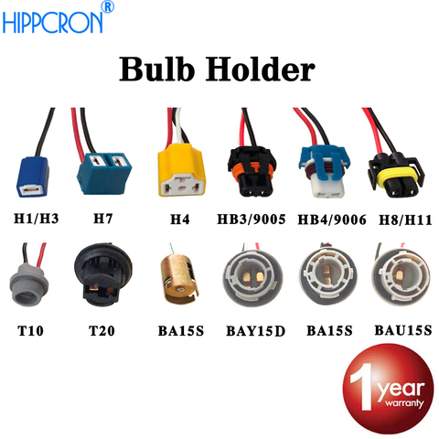 Hippcron de zócalo para H1/H3/H4/H7/H8/H11/HB3 9005/HB4 9006/BA15S/BAU15S/T10/T20 bombilla conector de coche lámpara Cable ► Foto 1/6