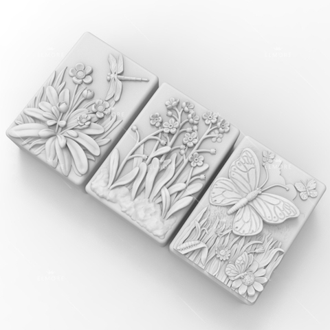 Moldes de silicona 3D para jabón de flores y mariposas, moldes rectangulares para manualidades DIY, moldes para hacer jabones artesanales ► Foto 1/4