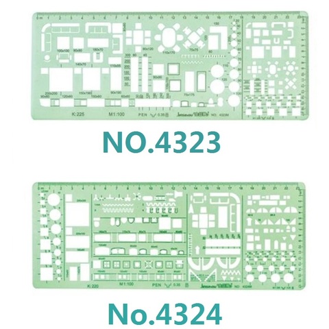 Plantilla a doble escala de 1:100 y 1:200 combinación de diseño múltiple plantilla símbolos dibujo técnico n. ° 4323/4324 ► Foto 1/3