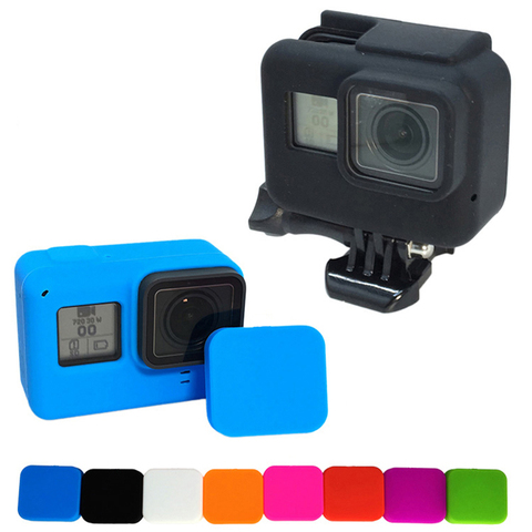 Para Go pro accesorios funda de silicona suave cubierta de lente de protección para Gopro Hero 7 6 5 edición negra Cámara de Acción Marco Estándar ► Foto 1/1