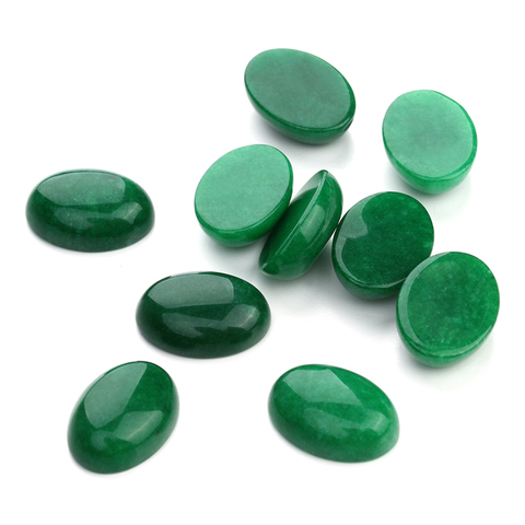 10 unids/lote 10*14/13*18/18*25mm Jade VERDE Cameo cabujón Natural cuentas de piedra para manualidades cabujón fabricación de joyería F5018 ► Foto 1/2