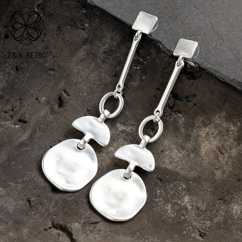 Pendientes de tuerca de Color plata para mujer, joyería geométrica de Metal, aretes colgantes, regalo ► Foto 1/5