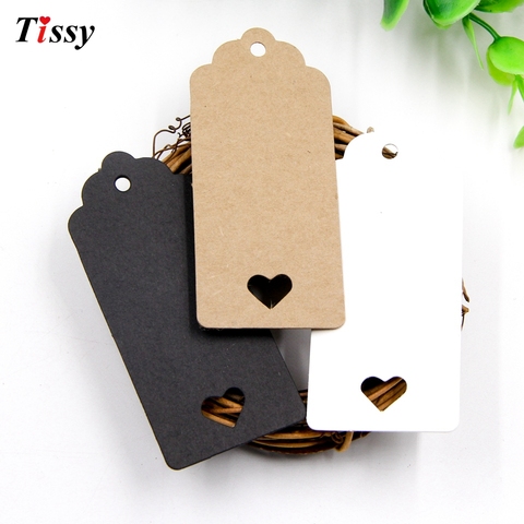 50 piezas DIY Kraft etiqueta de papel hueco amor Tarjeta de etiquetas etiqueta boda nota precio en blanco Hang Tag Kraft regalo suministros ► Foto 1/6