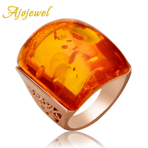 Ajojewel-Anillo de piedra grande de resina naranja para mujer, accesorio de bisutería, joyería ► Foto 1/6