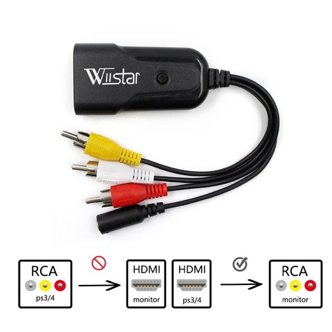 WIISTAR-Convertidor de componentes HDMI a RCA AV CVBS, escalador, adaptador de 1080P, caja de Cable para vídeo Monito L/R HDMI2AV HD compatible con NTSC y PAL ► Foto 1/6