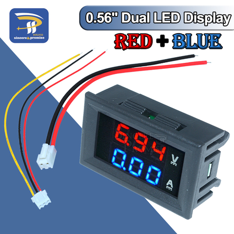Amp Dual voltímetro digital Medidor LED rojo 10A 100V DC amperímetro del voltímetro del azul 
