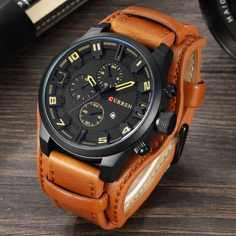 Reloj relojes de cuarzo militar para hombre reloj de pulsera deportivo de cuero de primera marca reloj de pulsera de fecha 8225 ► Foto 1/6