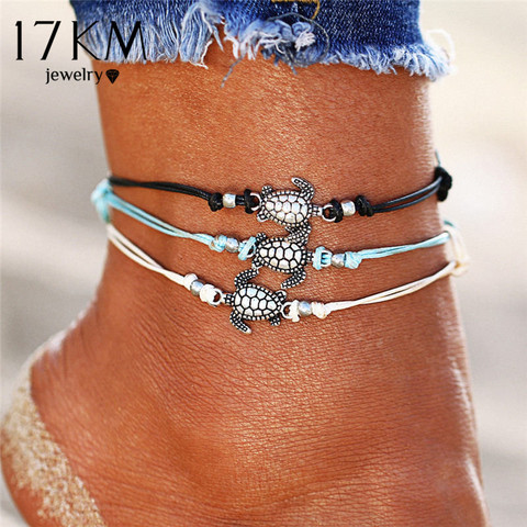 17KM Vintage múltiples capas pulseras para las mujeres Retro bohemio tortuga cuerda tobillera playa Sexy pulsera de cadena de joyería ► Foto 1/6