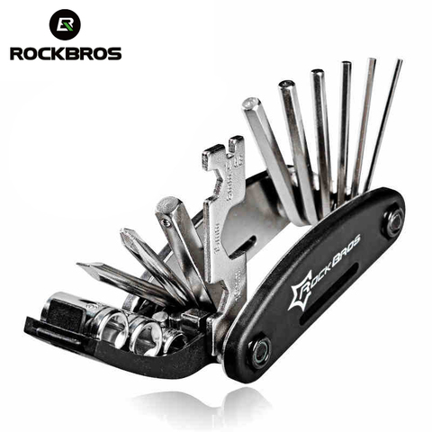 ROCKBROS-Kit de herramientas de reparación de bicicletas, Kit de herramientas de reparación de bicicletas, con llave hexagonal portátil, destornillador, en color negro ► Foto 1/6