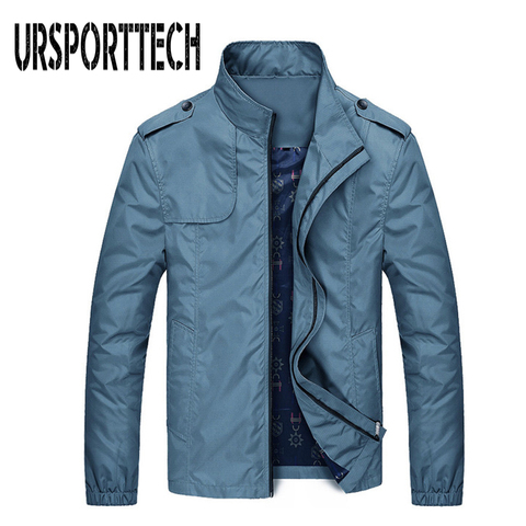 URSPORTTECH-chaquetas de béisbol ajustadas para hombre, chaqueta Bomber lisa, abrigo informal, Top de moda, primavera y otoño ► Foto 1/6