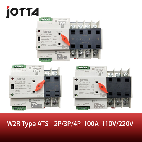 Jotta W2R-2P/3P/4P 100A 110V/220V Mini ATS Interruptor de Transferencia Automática interruptores selectores eléctricos interruptor de alimentación Doble ► Foto 1/6