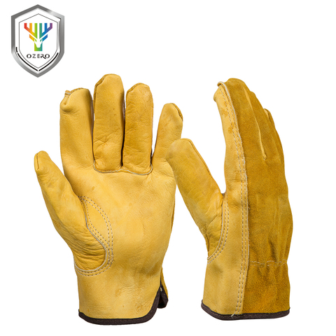 Venta de nuevos guantes de conductor de trabajo de cuero de vaca para hombres ropa de protección de seguridad trabajadores de soldadura guantes de caza para hombres 0007 ► Foto 1/6