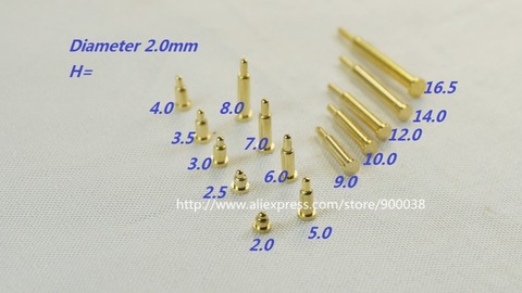 10 Uds primavera conector pin pogo diámetro 2,0mm Altura 2,0, 2,5, 3,0, 3,5, 4,0, 5,0, 6,0, 7,0, 8,0, 9,0, 10,0, 12,0, 14,0, 16,0, 18,0mm SMD ► Foto 1/2