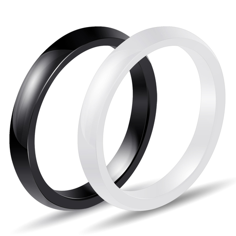 Anillos de cerámica sencillos para mujer, anillos de cerámica lisos de 3mm, 4 colores, blanco, negro, azul y rosa, anillo de compromiso de boda ► Foto 1/6