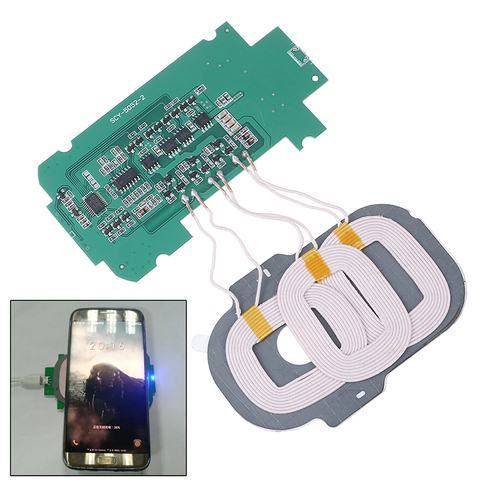 Cargador inalámbrico Qi de 3 bobinas, placa de circuito PCBA, 5V/2A, accesorios estándar de carga inalámbrica ► Foto 1/6