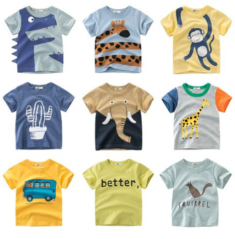 Verano niños ropa niños Camiseta de algodón dinosaurio de manga corta Camiseta niño Casual Linda camiseta 1-8 años ► Foto 1/6