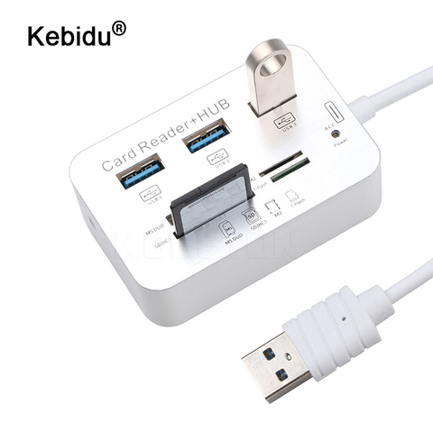 Kebidu-concentrador de red USB 3,0, Combo de lector de tarjetas de 3 puertos de alta velocidad, divisor USB todo en uno, concentrador USB 3,0 para PC, accesorios de ordenador portátil ► Foto 1/6