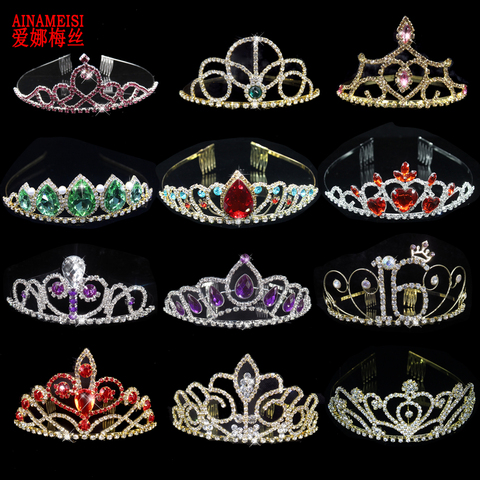 AINAMEISI-Tiara nupcial de cristal, corona de princesa dorada, accesorios para el cabello de boda, cumpleaños, graduación, joyería para el cabello ► Foto 1/6