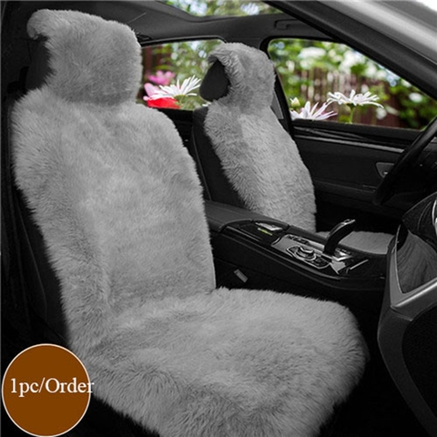 Fundas de asiento de coche de tamaño universal para asiento accesorios de cubierta de automóviles de lana natural piel de oveja asientos delanteros de coche cubre universal ► Foto 1/1