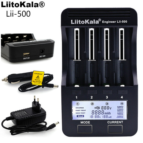Liitokala lii500 LCD Cargador de 3.7 V 18650 26650 18500 18640 Baterías de Litio Cilíndrica, 1.2 V AA AAA NiMH Cargador de batería ► Foto 1/6