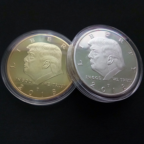 Moneda de Oro American 45 presidente Donald Trump moneda EE. UU. Casa Blanca la estatua de la libertad plata Metal moneda colección Mar21 ► Foto 1/6