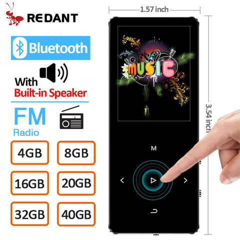 REDANT MP3 reproductor Bluetooth hifi mini reproductor de música sin pérdida con auriculares de radio fm, deporte MP 3 portátil de metal walkman ► Foto 1/6