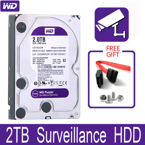 WD-disco duro interno de vigilancia para videovigilancia Dispositivo de almacenamiento de 3,5 pulgadas, 64M, caché SATA III, 6 Gb/s, 2T, 2000GB, HDD, HD, DVR, NVR ► Foto 1/5