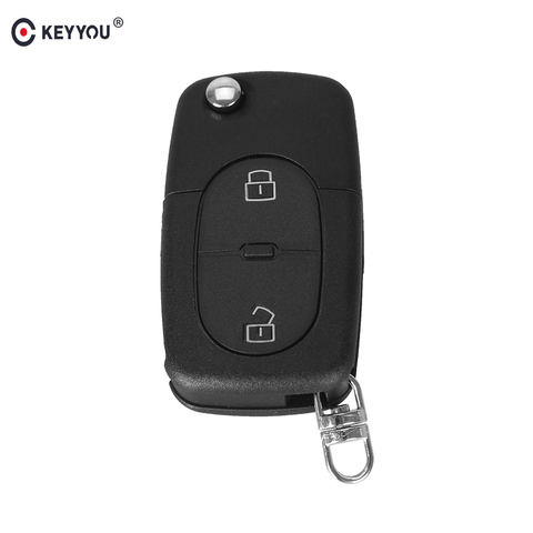 KEYYOU 2 botón plegable, abatible remoto llavero en blanco SHELL PAD para AUDI A2 A3 A4 A6 CR2032 ► Foto 1/5