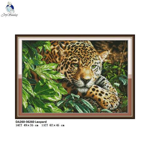 Pintura de Animal de leopardo bordada a mano, lienzo impreso a mano, 11CT 14CT y DMC, juegos de costura de punto de Cruz China ► Foto 1/6