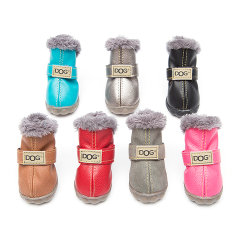 4 unids/set invierno zapatos para perros pequeños de cuero cálida perro nieve botas Pug Chihuahua gato zapatos de productos para mascotas ► Foto 1/6