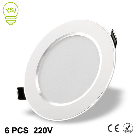 6 piezas 220 V 230 V Led Downlight 3 W 5 W 7 W 9 W 12 W 15 W LED de techo empotrada redonda lámpara impermeable LED del punto de luz para baño cocina ► Foto 1/6