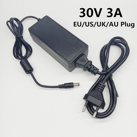 Adaptador de fuente de alimentación conmutada de 30 V, 3A, 30V3A, CA, CC, convertidor Universal de 30 Voltios, Adaptador de enchufe EU, US, UK, AU, 5,5x2,5mm ► Foto 1/6