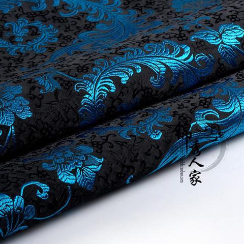 Plumas azules brocado Jacquard Damasco traje tapicería cortina Materil remiendo 75 cm * 50 cm ► Foto 1/1