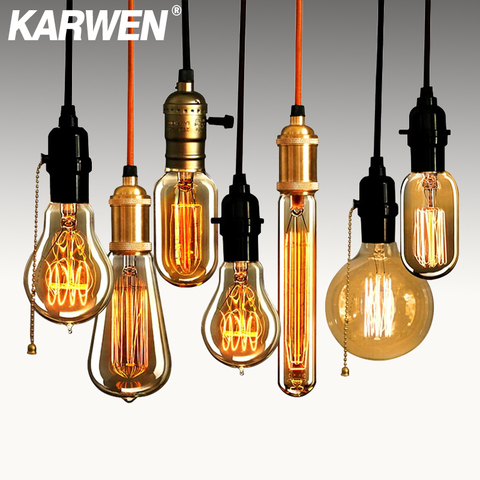 KARWEN Edison bombilla lámpara retro incandescente 40w ampolla lámpara antigua vintage E27 220V para decoración filamento bombilla colgante luces ► Foto 1/6