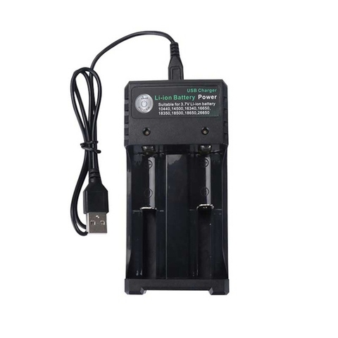 Cargador de batería 18650 negro, 2 ranuras, CA 110V 220V Dual para 18650 26650 14500 16340, carga 3,7 V, batería de litio recargable ► Foto 1/1