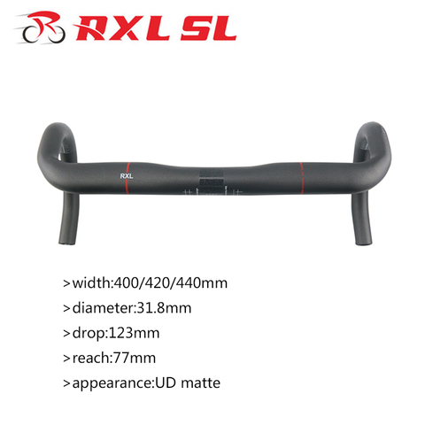 RXL SL-manillar de bicicleta de carretera, barra de manillar de carbono de 31,8mm con acabado mate UD, barras curvadas de ciclismo de 400/420/440mm ► Foto 1/6