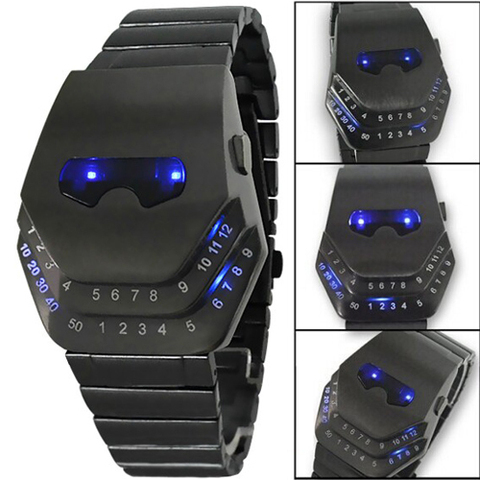 Relojes digitales de lujo de cuarzo a la moda para hombre, reloj negro con luz azul LED, relojes de pulsera de acero inoxidable, reloj Iron Man ► Foto 1/6