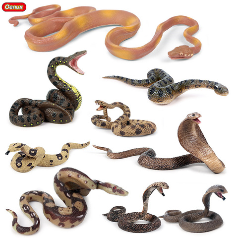 Oenux-figuras de acción de animales de simulación, modelo Original de serpiente de bosque salvaje, figura de Cobra Anaconda verde salvaje, juguetes de PVC para chico ► Foto 1/6