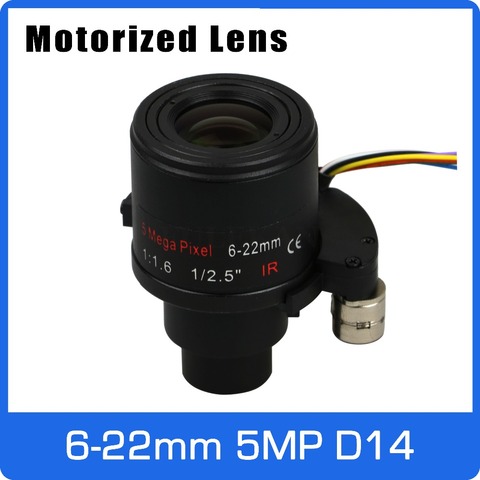 Motor de 5 megapíxeles lente Varifocal 6-22mm D14 montaje larga distancia ver con Zoom motorizado y el enfoque de 1080P/5MP AHD/cámara IP ► Foto 1/3