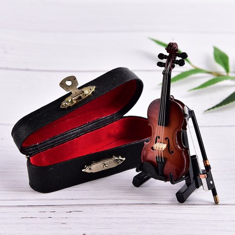Nuevo Mini violín versión mejorada con soporte miniatura instrumentos musicales de madera colección ornamentos decorativos modelo ► Foto 1/6