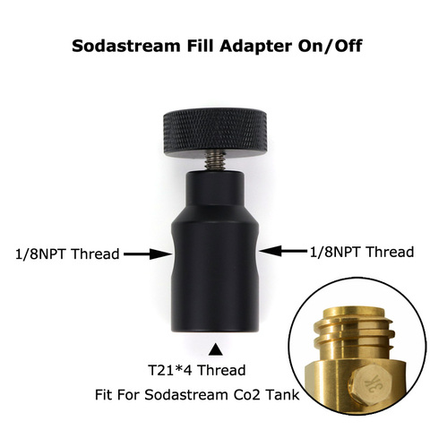 Tanque de Soda Stream CO2, cargador de cilindro, adaptador de ASA de encendido/apagado para recarga rápida con perilla grande de dos orificios (negro) ► Foto 1/5