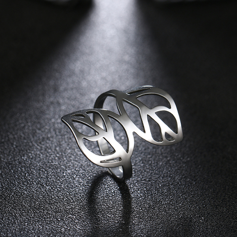 DOTIFI-anillos de acero inoxidable 316L para mujer, doble hoja, de compromiso, joyería de boda ► Foto 1/6