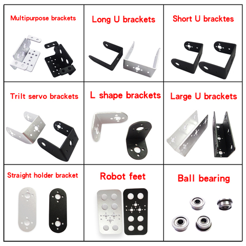 10 soportes de aluminio para Servos estándar y DIY, brazo mecánico para montaje de Robot, venta al por mayor ► Foto 1/6