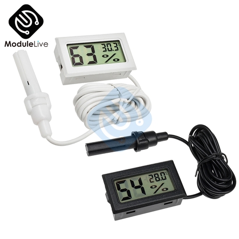 Mini termómetro Digital LCD profesional, higrómetro, medidor de temperatura de humedad para interiores, pantalla LCD Digital, blanco y negro ► Foto 1/6