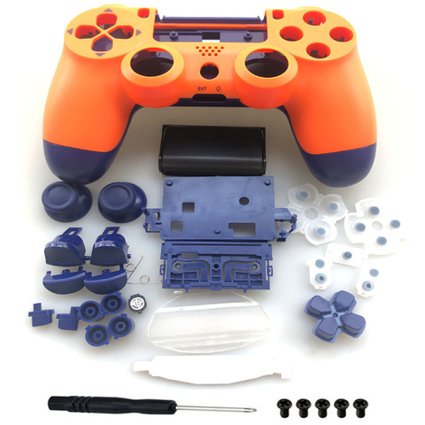 Juego completo de carcasa de reparación, estuche para botones para DualShock 4, PlayStation 4, PS4 Pro, jds 040, cubierta de controlador de JDM-040, azul o naranja ► Foto 1/5