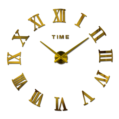 Nuevo reloj de pared de espejo acrílico grande creativo diy reloj de cuarzo relojes de una sola cara decoración moderna del hogar pegatinas para sala de estar ► Foto 1/6