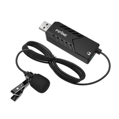 Fifine-micrófono Lavalier con tarjeta de sonido USB para PC y Mac, condensador cardioide con Clip, adecuado para clases de enseñanza en línea y reuniones ► Foto 1/6